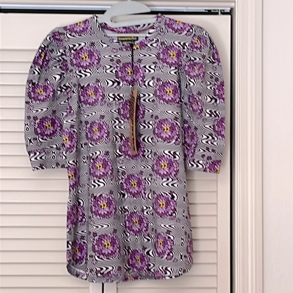 Nooworks haze print puff sleeve top NWT